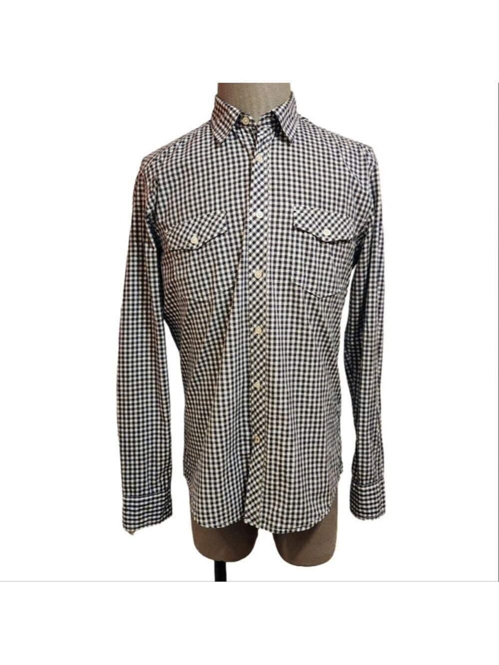 H&M LOGG Mens Black White Checkered Shirt Large